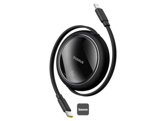 Baseus Free2Pull Mini Retractable USB-C to Lightning Fast Charging Data Cable 20W 1m – Black (P10364501111-00)